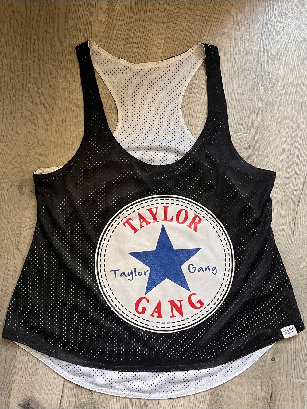 Converse Black Mesh Racerback Tank with Red & Blue Logo